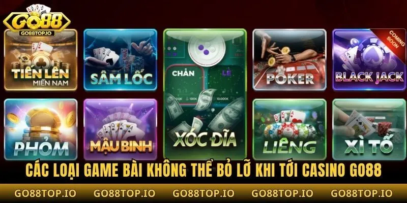 Các loại game bài không thể bỏ lỡ khi tới casino Go88