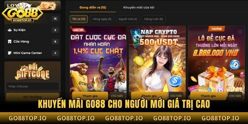 Khuyến mãi Go88 cho người mới giá trị cao